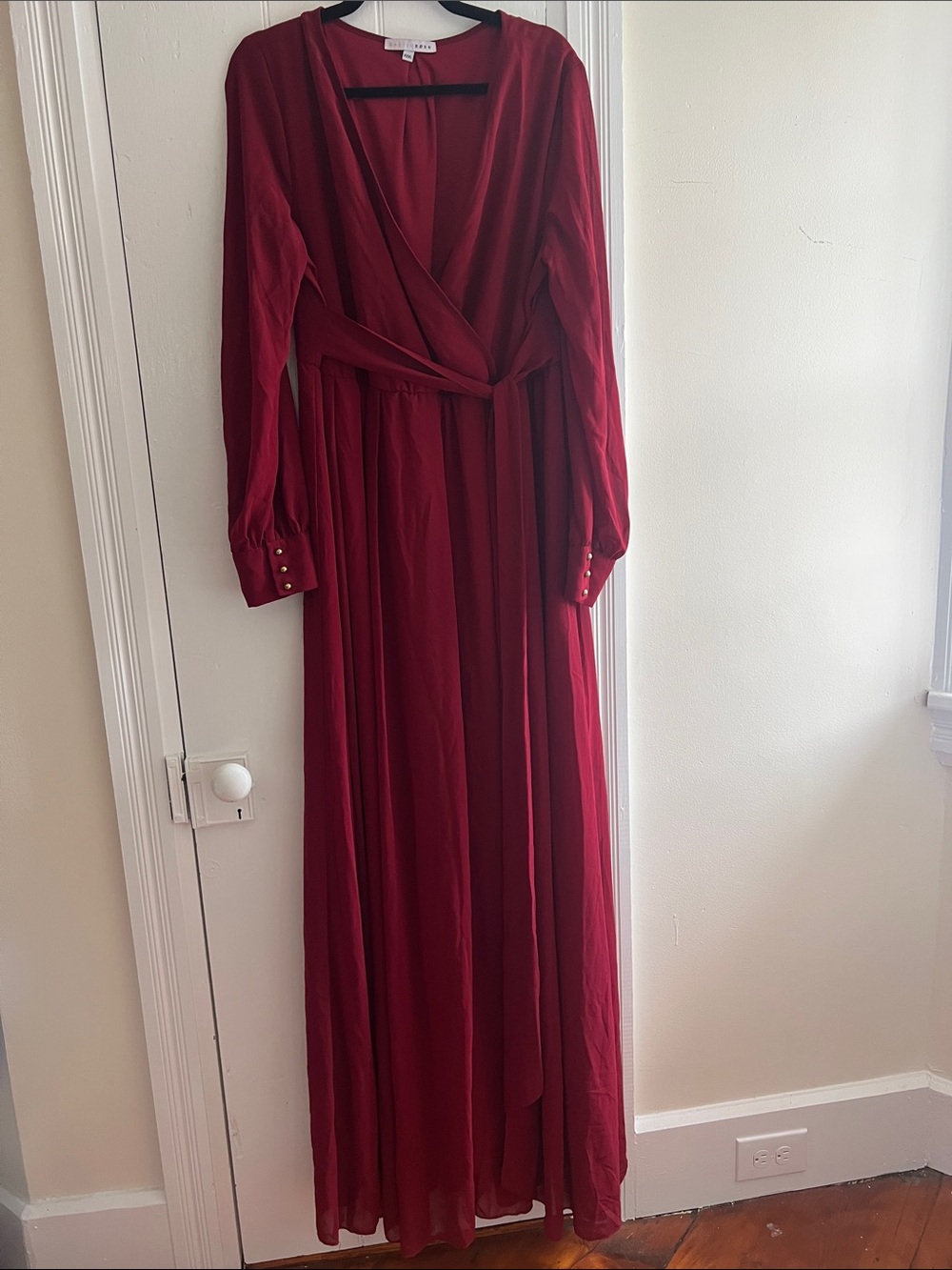 Baltic Born Wine Red Long Sleeve Wrap Maxi Dress